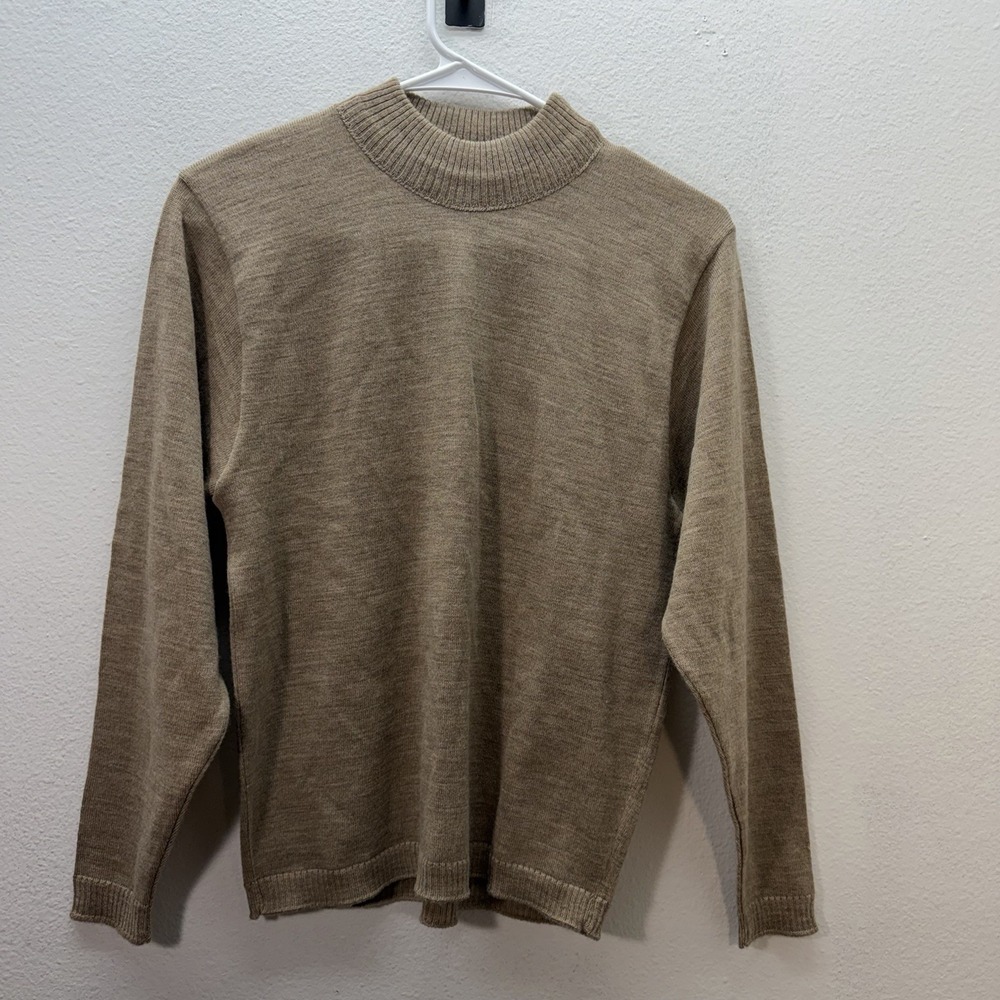 Pendleton Womens P M Mock Neck Virgin Wool‎ Sweater Vintage 70s Tan Preppy Knit